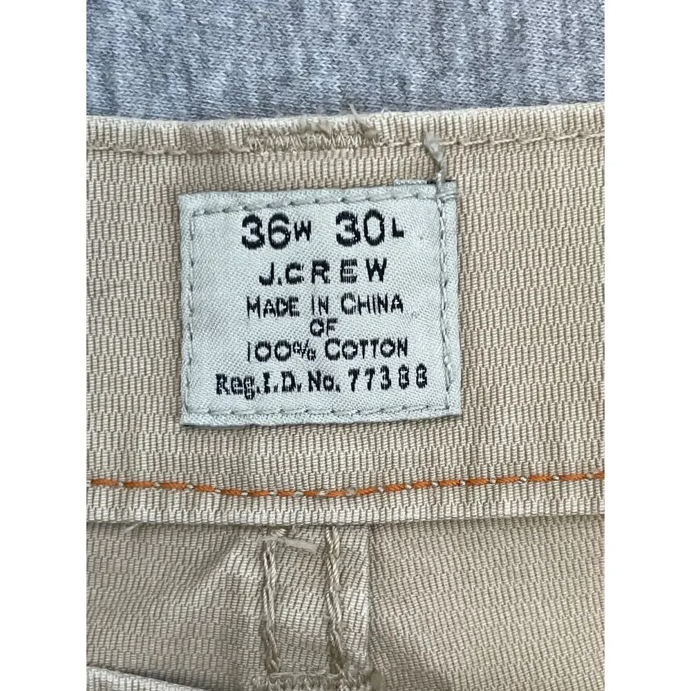 J Crew Pants Men 36 x 30 Beige 100% Cotton Straight Leg 5 Pocket‎